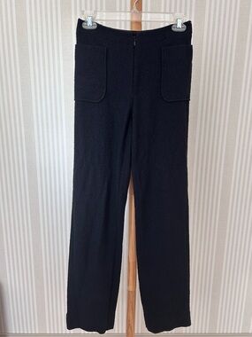 CHANEL Uniform Blue Black Tweed Wool Pants Women’s Size FR 34/US 2 Straight Leg